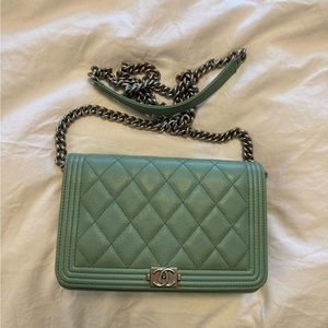 Chanel Mint Green Boy Wallet on Chain